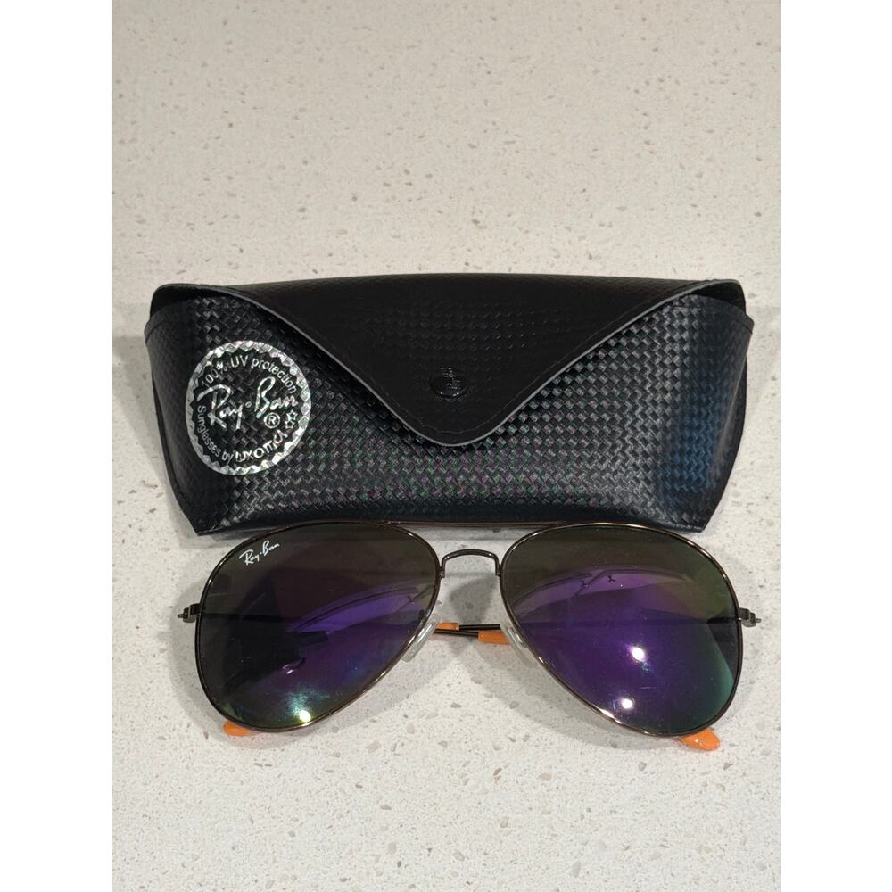 Ray-Ban Aviator Sunglasses RB3025 Bronze Frame & Purple Flash Lenses